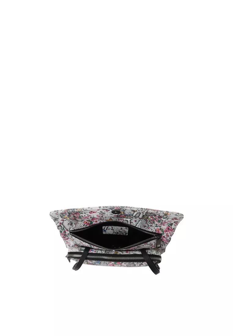 Envelope Shoulder Clutch - Snake Embossed Grey