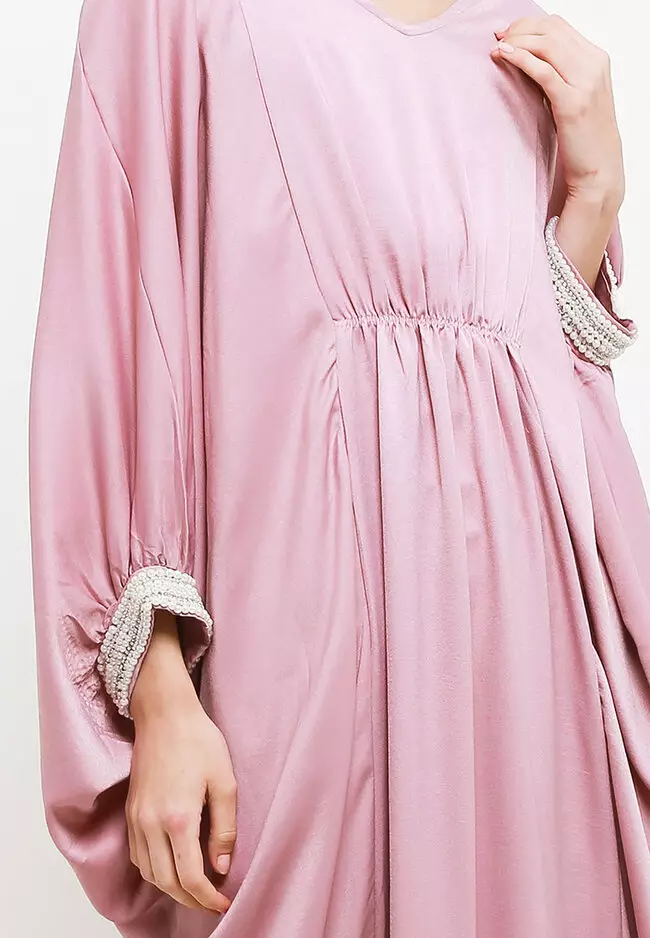 Beaded Cuff Sateen Kaftan