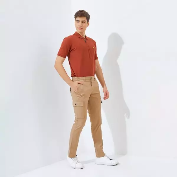 Jack Nicklaus Jaguar Celana Panjang Pria Slim Fit Khaki Warna Khaki