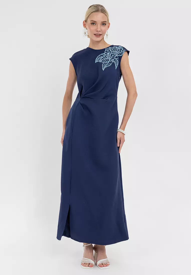 DAZIRA Filipiniana Embroidered Bougainvillea Maxi Dress