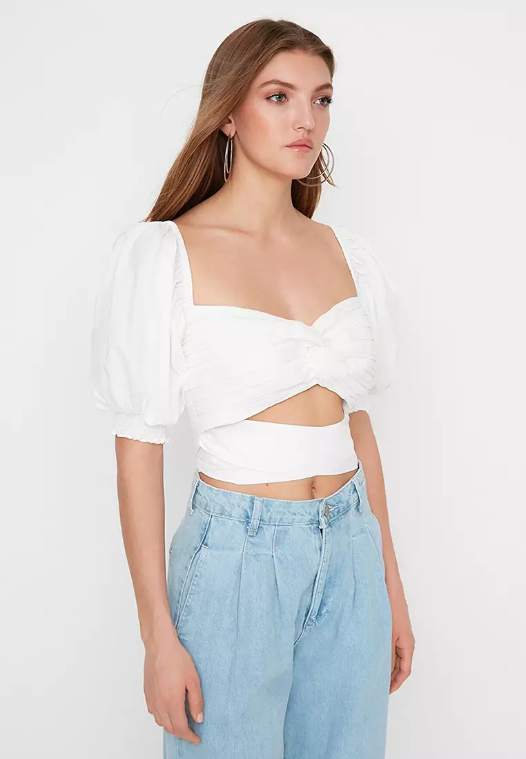 Cut-Out Front Blouse