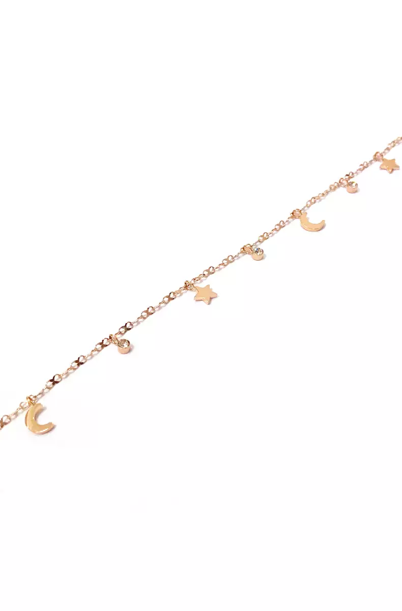 Celestial Moon and Stars with Zirconia Anklet