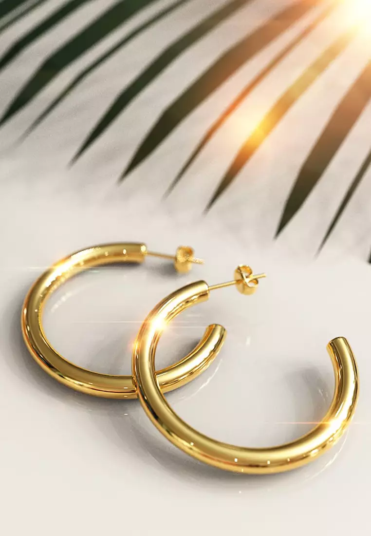 Erica Gold Hoop Earrings 40mm