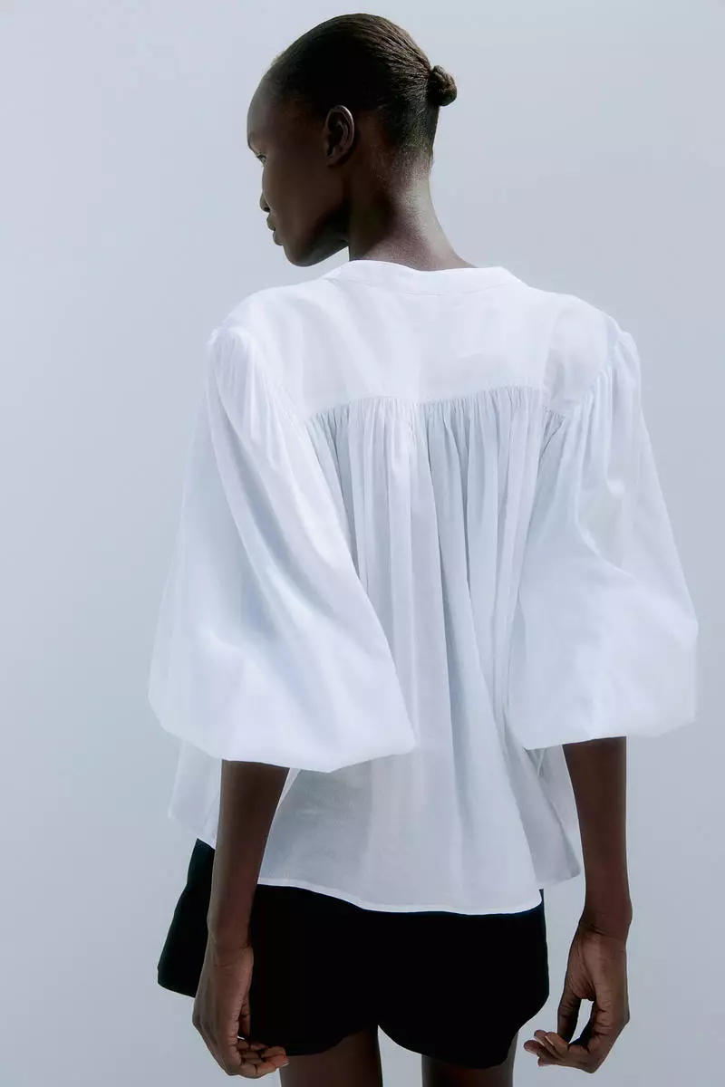 Object tie front long sleeved blouse with ruffles in off white