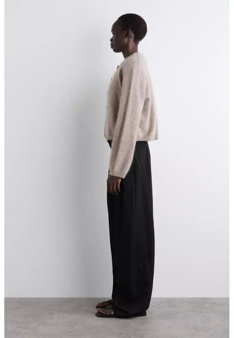 BRUSHED-CASHMERE CREW-NECK CARDIGAN