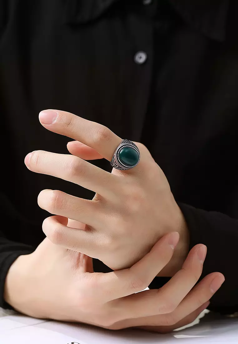 Cincin Pria Original Blue Zircon High Quality Ring 100% Asli Cincin Fashion Cincin Pasangan Cowok Pria