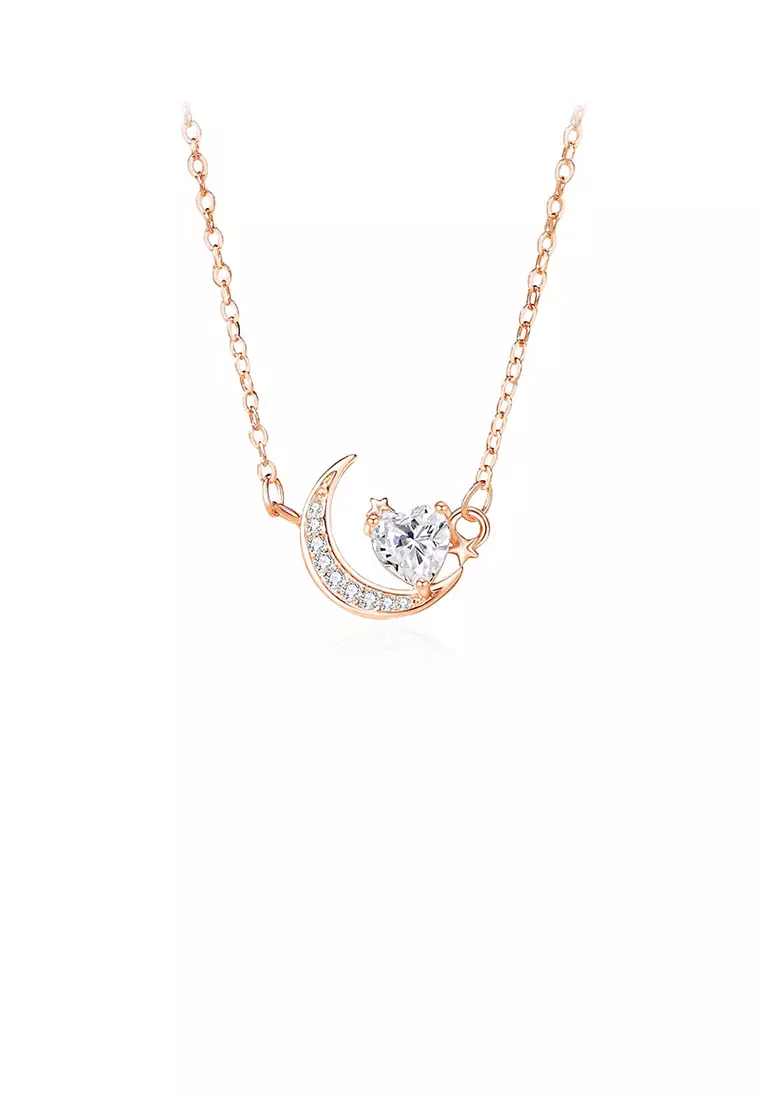 Gold diamond new arrivals moon necklace