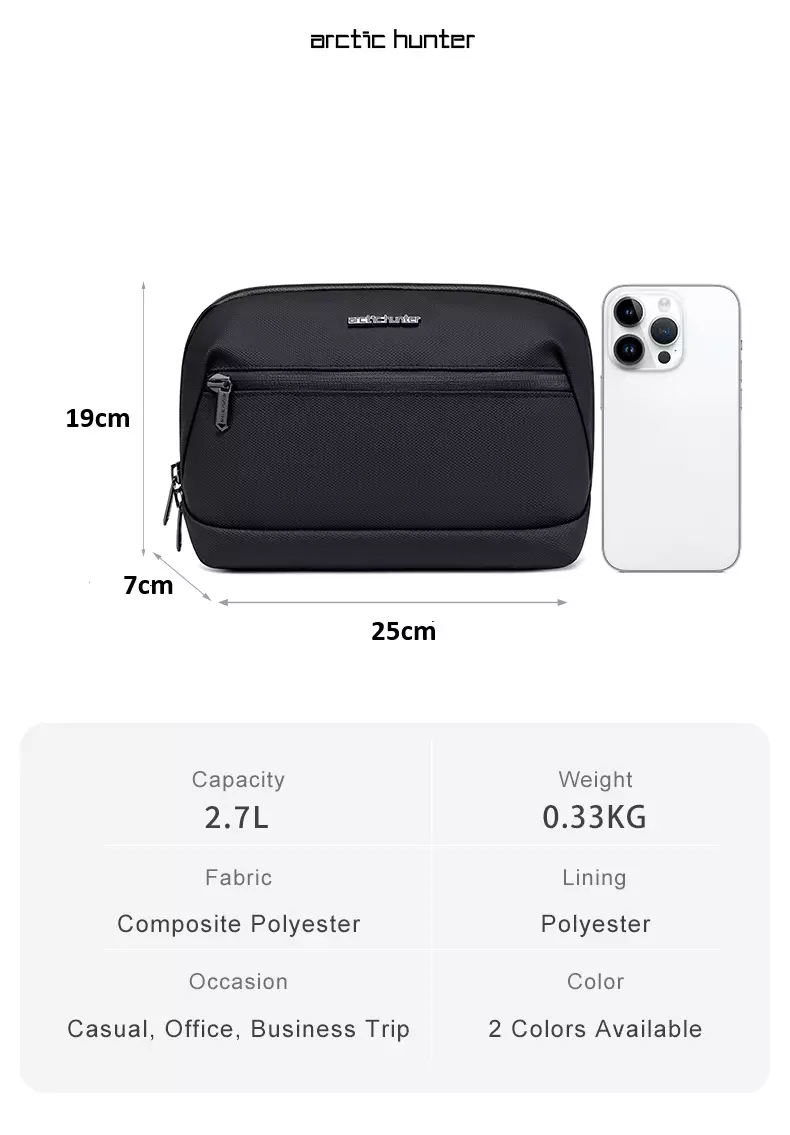 Arctic Hunter KB00613 Clutch Bag Tas Tenteng Tangan Pouch Handbag Premium Unisex Pria Wanita Tahan Air Waterproof-Black