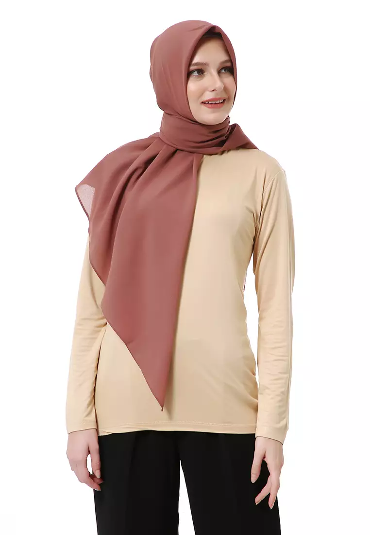 Afshin Jilbab Wanita Segiempat Motif Polos Premium Muslimah - Milo