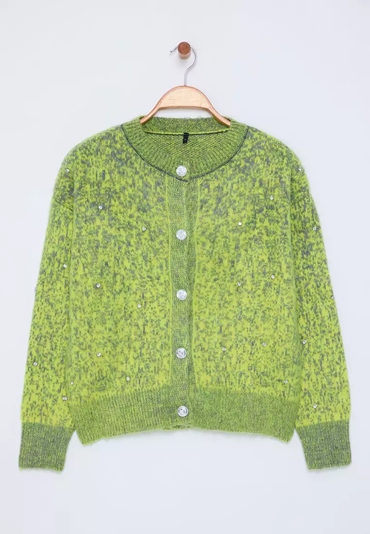 Gray Soft Textured Patterned Knitwear Cardigan TWOAW25HI00185