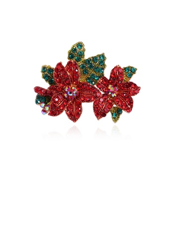 Glamorousky green Elegant and Bright Plated Gold Double Flower Brooch with Cubic Zirconia BA6B5AC9878785GS_1