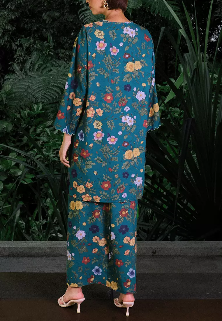 PREMIUM Sukacita Blouse & Skirt - Teal Floral