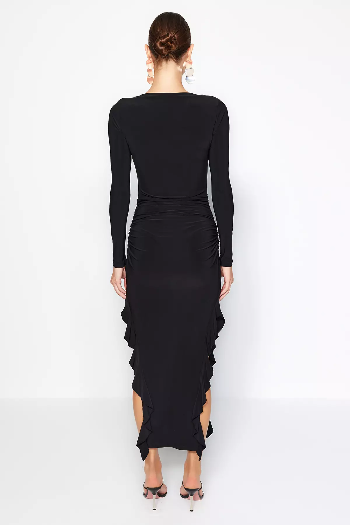 TRENDYOL Frauen Mini Rüschen Saum Tailliert Woven Kleid Vestito - Foto 1