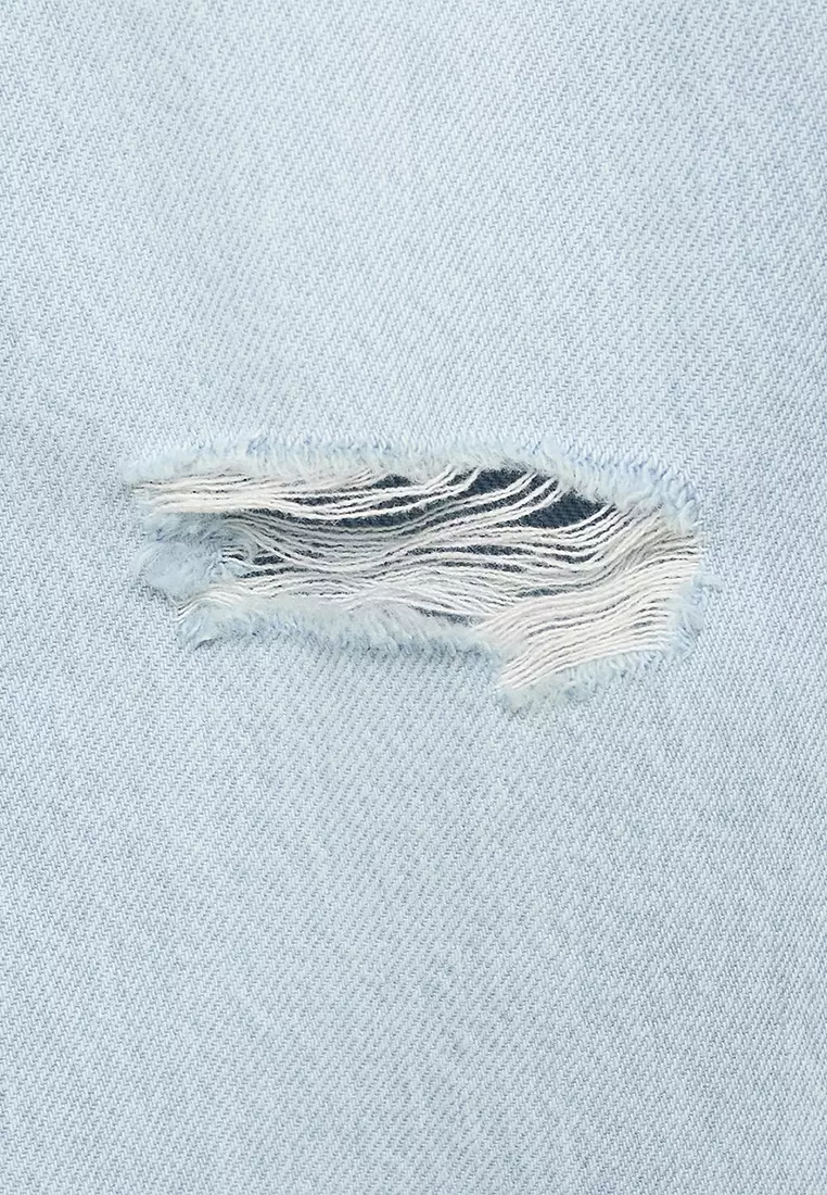 Mom Fit Decorative Rips Jeans