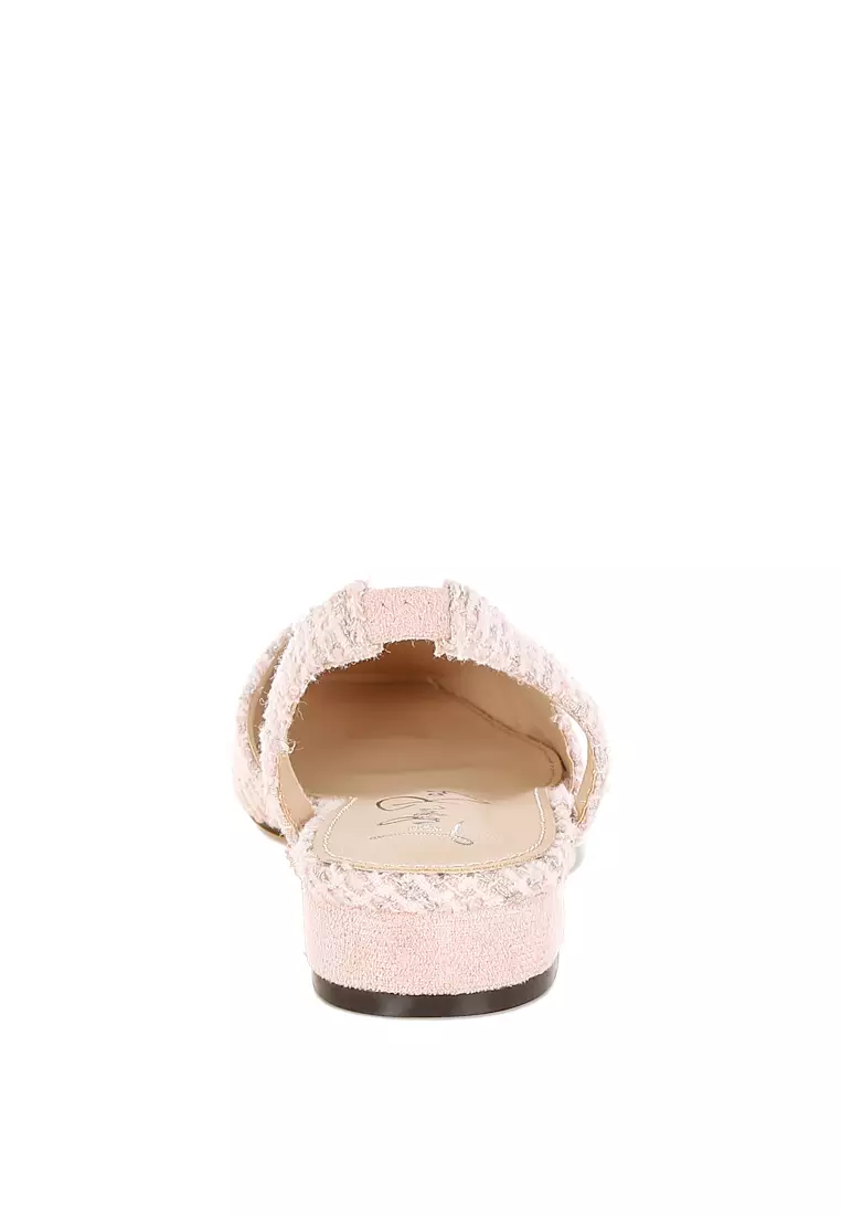 Tweed Slingback Sandals in Pink