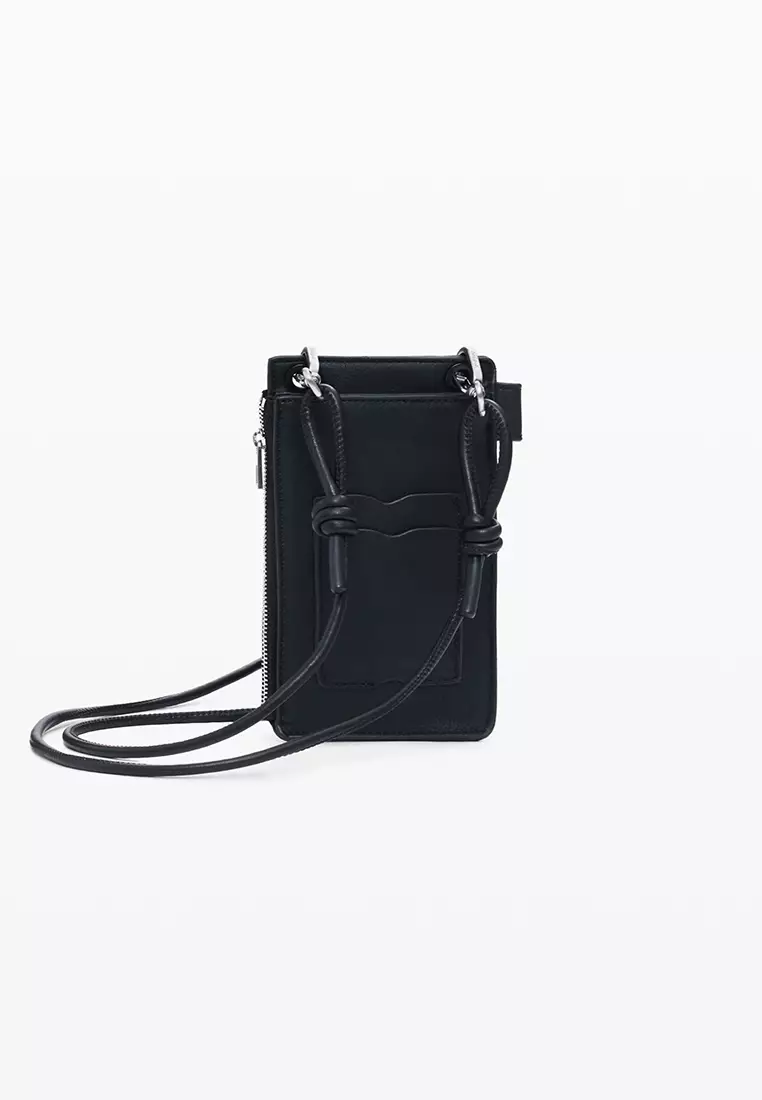 Mobile holder leather-effect logo