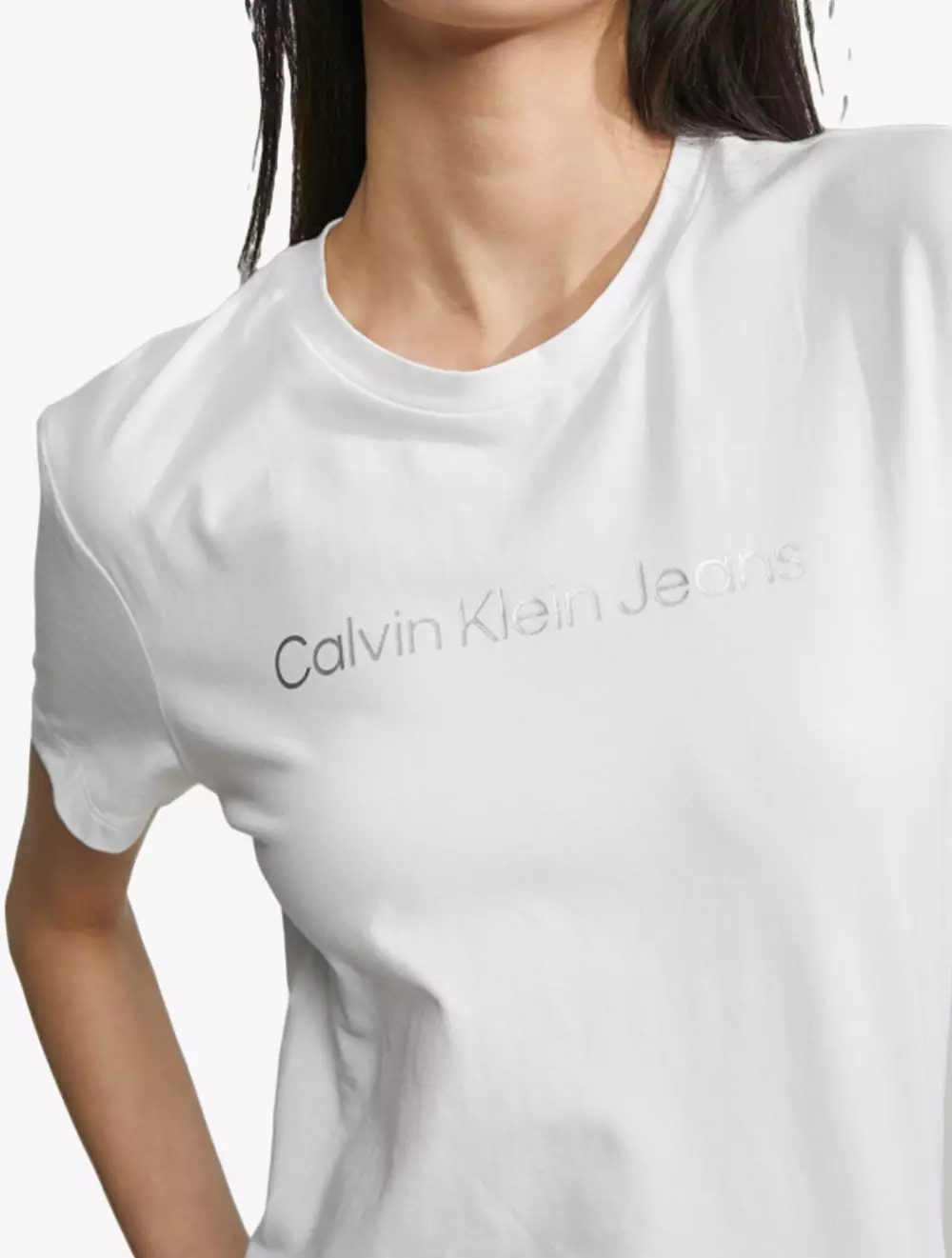 CK JEANS - SS CREW NECK METALLIC LOGO 2 - white