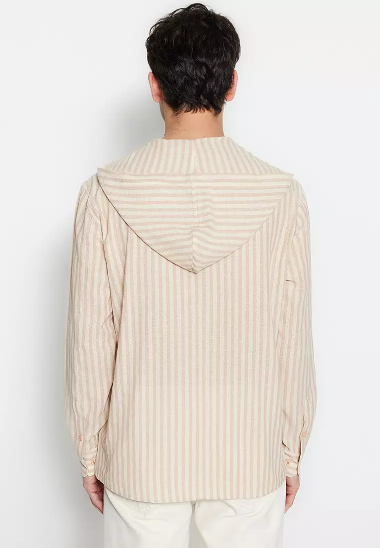 White hooded long sleeve shirt on sale