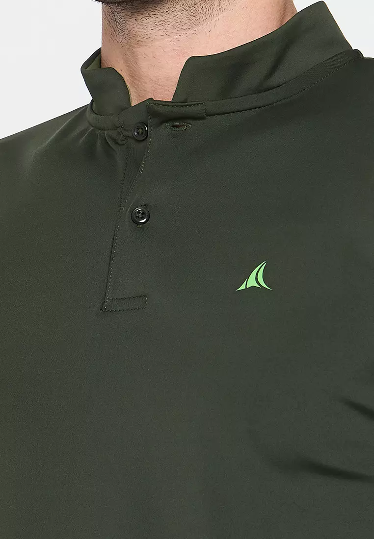 Green Luxe Men's Athleisure Chinese Collar Designer Tee