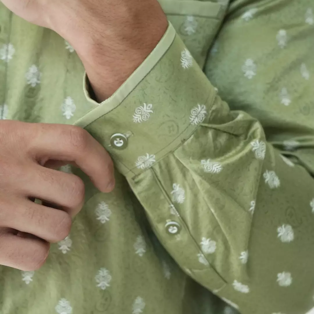 Casella Baju Koko Pria Lengan Panjang | Baju Koko Batik Syam 9983 Army