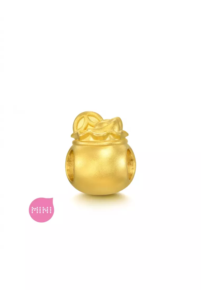 999 24K Solid Gold Cultural Blessing Lucky Money Bag Charm 94330C (Bracelet not included)