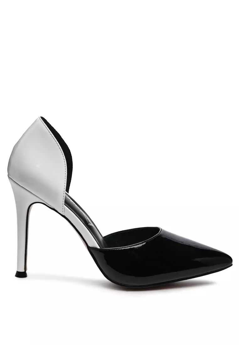 Buy London Rag Patent PU Slip on Stiletto Heels in White and Black