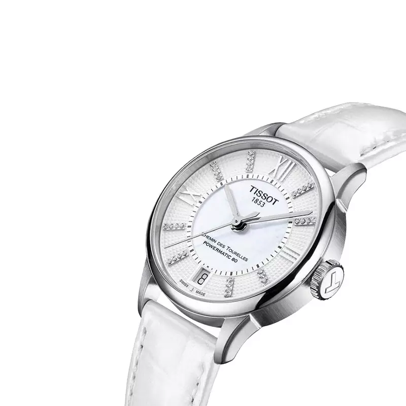Jam Tangan Wanita Tissot Chemin Des Tourelles Powermatic 80 Lady T- Classic T099.207.16.116.00 MOP Dial Leather Strap