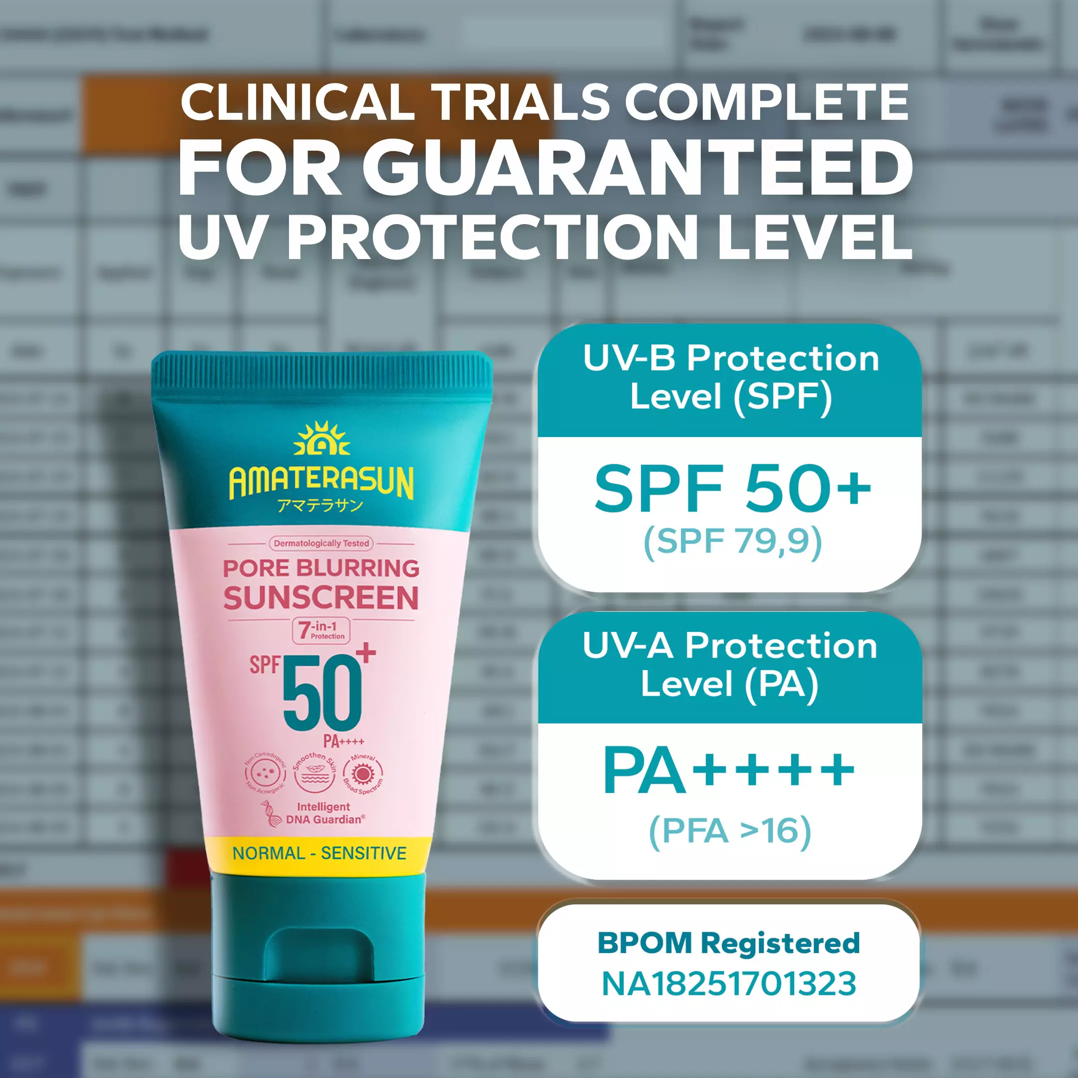 AMATERASUN [REAL SPF CERTIFIED] Physical Pore Blurring Sunscreen SPF 50+ PA++++ - 30gr