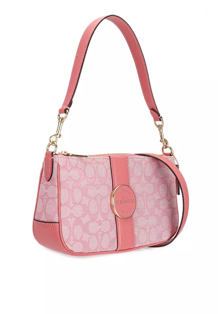 Coach Outlet Lonnie Baguette In Signature Jacquard in Pink