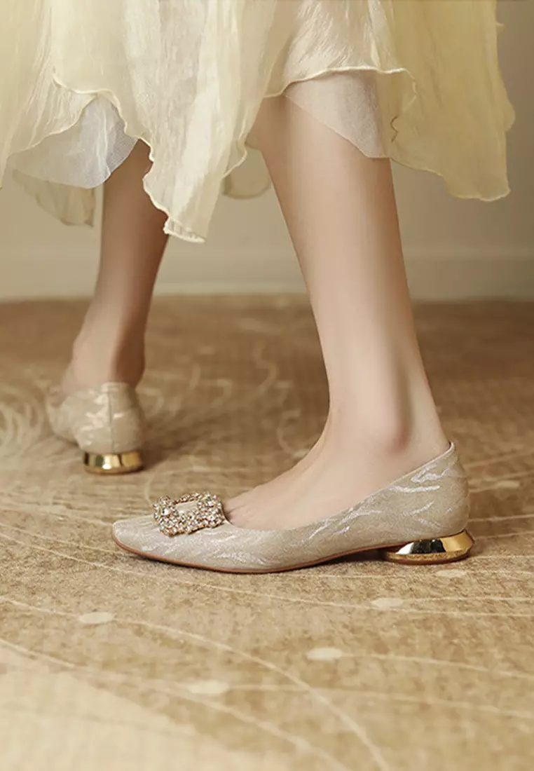 Square Rhinestone Flat Shoes XJ7318-17