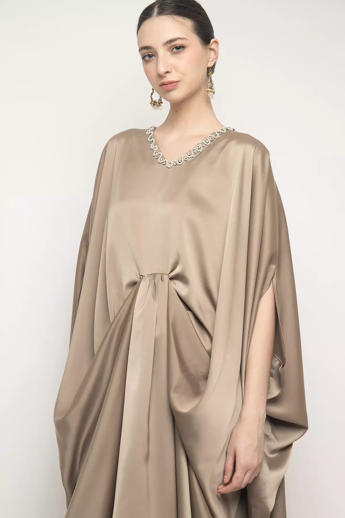 Calla Kaftan Dress in Dark Nude