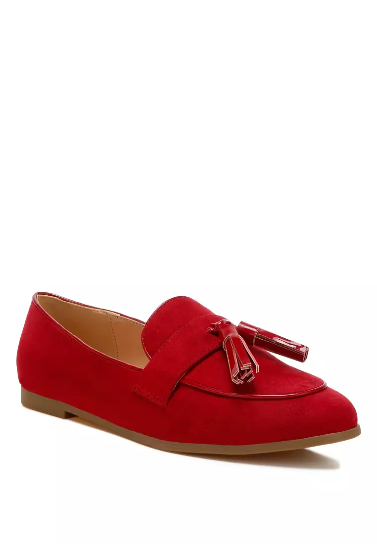 Sepatu Rumbai Micro Suede Warna Merah