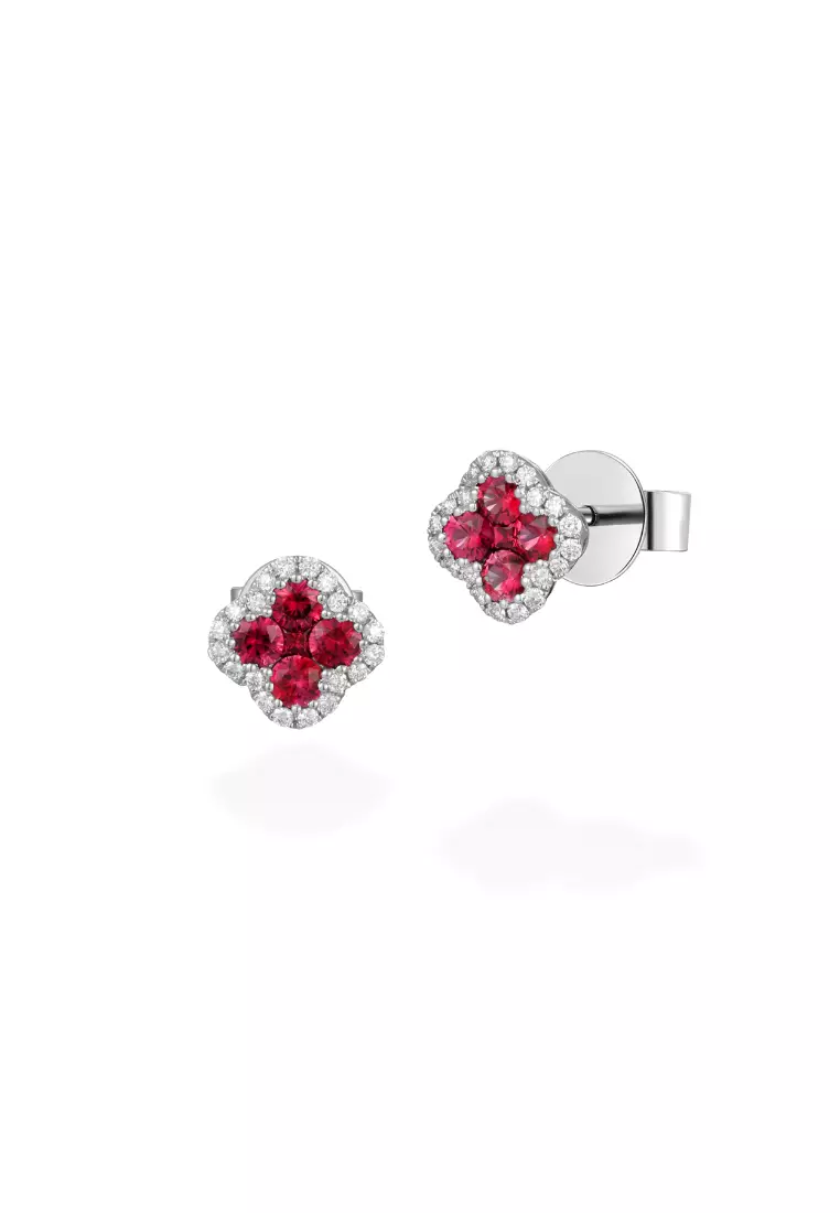 Clover ruby earrings