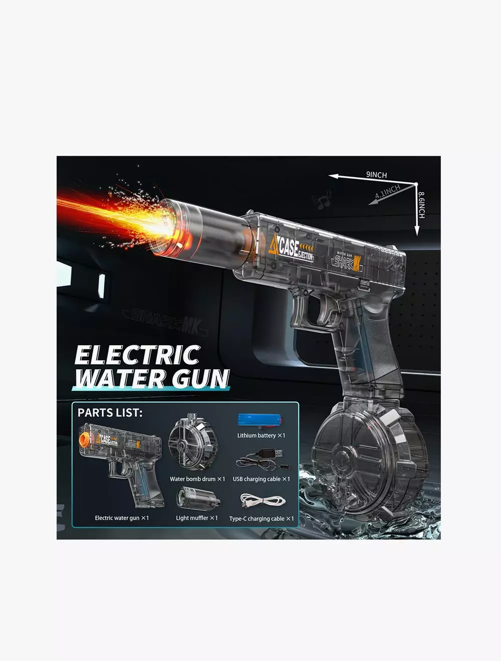 Playtime Fun Glock Water Blas Transparant Grey - PFNCPS329011