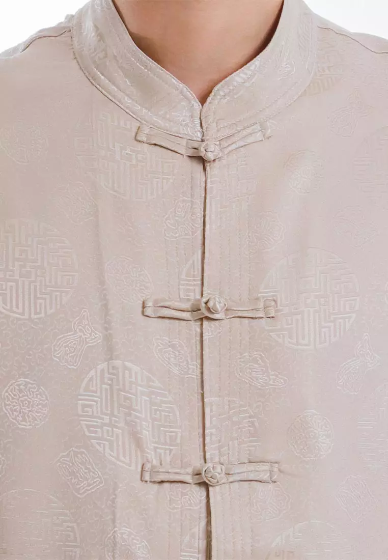 Alain Delon Mens CNY Tang Fu Short Sleeve - 14526001-50Gold
