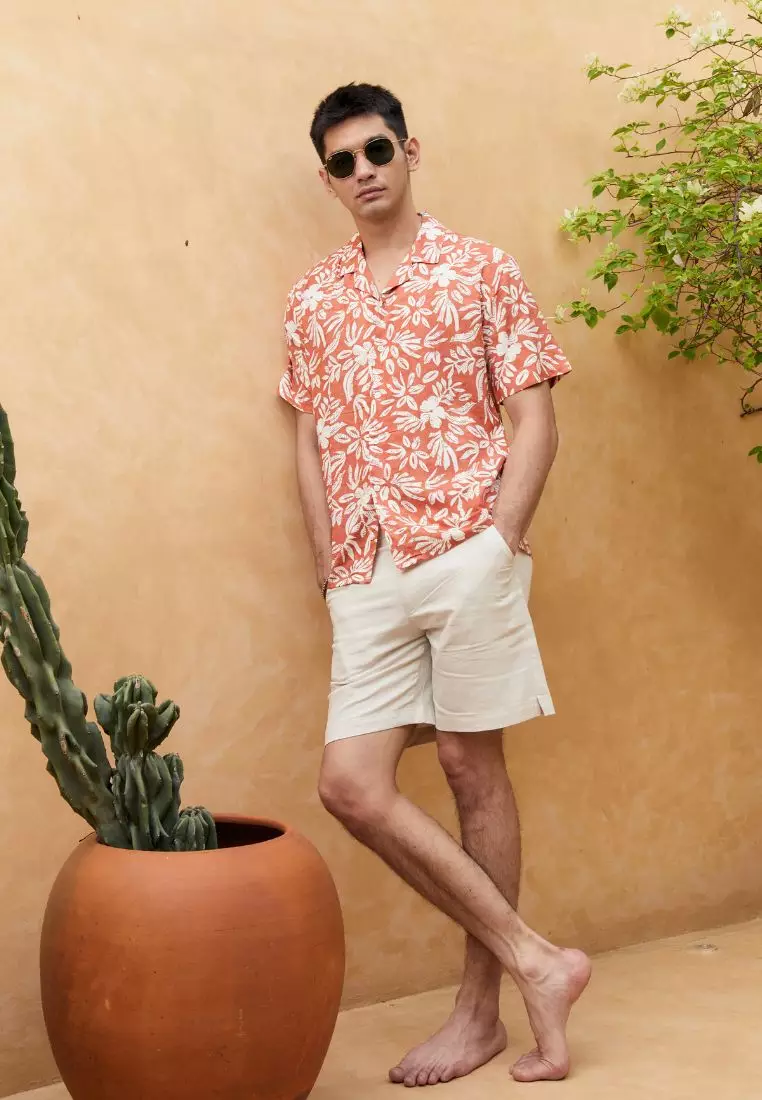 Sand Celana Pendek Linen Pria Cream | Linen Short Pants Men Cream