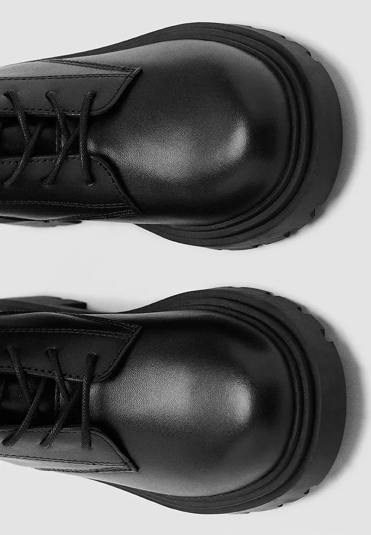 Lace-Up Leather Ankle Boots