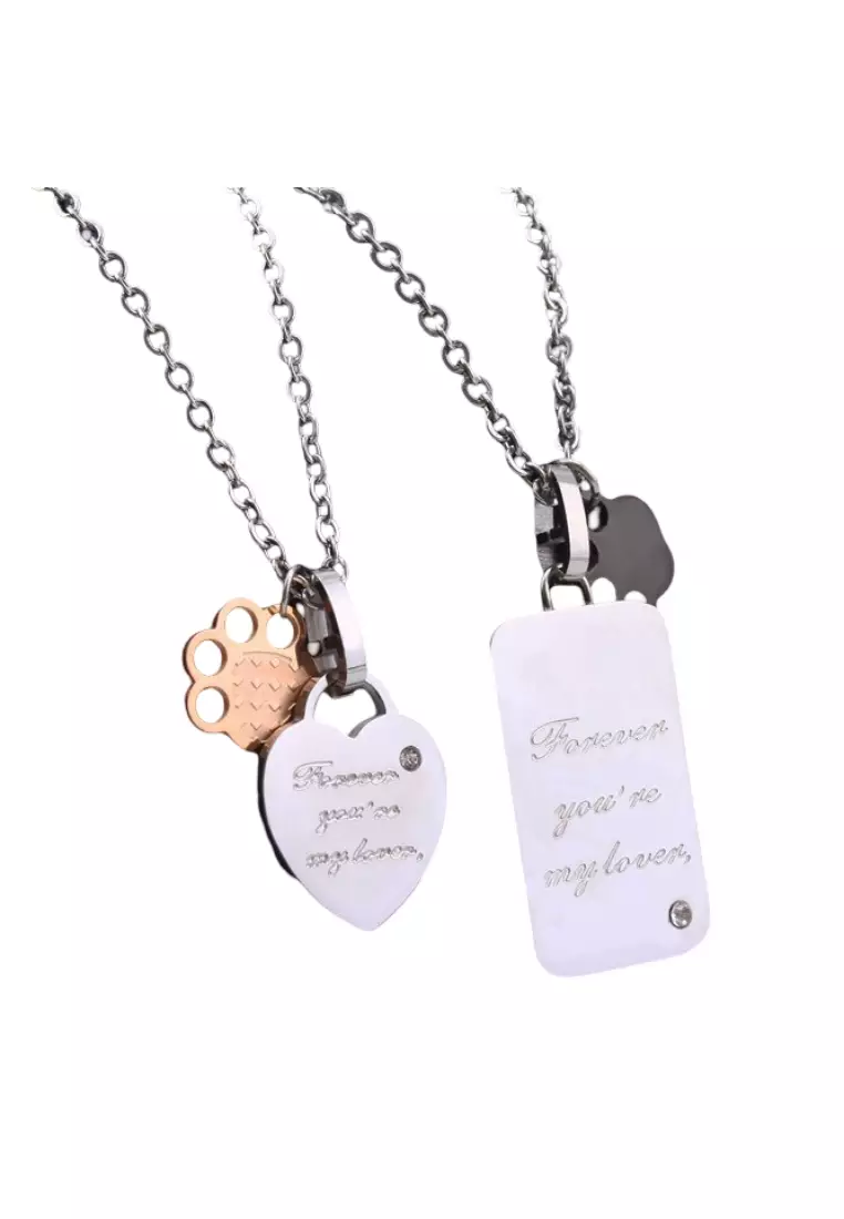 Heart Locket Chain For Couples Set Of Silver Plated Oxidised Best