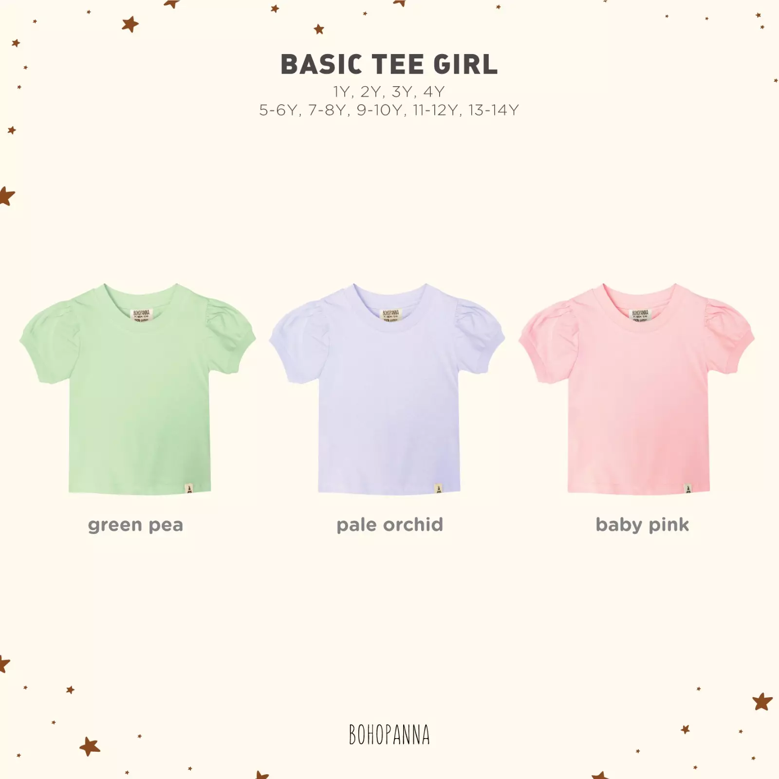 BOHOPANNA - BASIC TEE GIRL - KAOS ANAK PEREMPUAN