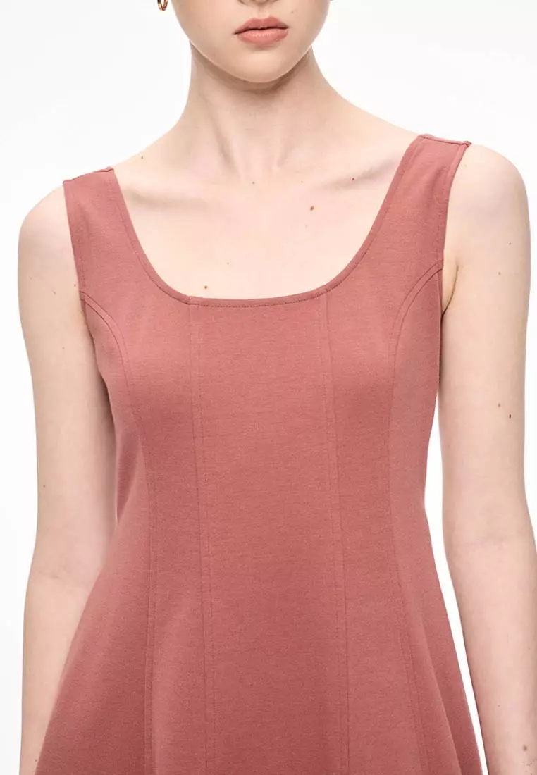 Women's Knit Square Neck Panel Maxi Dress