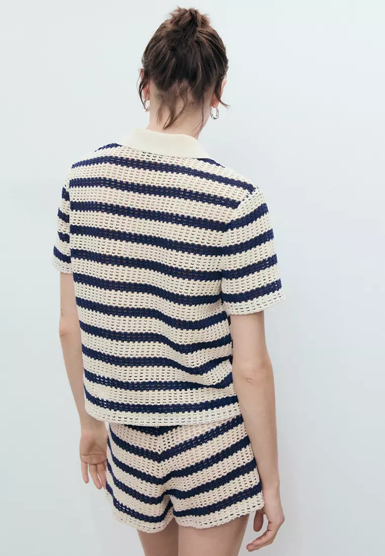Short Sleeve Striped Cardigan