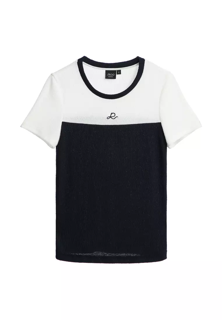 Short Sleeve Colour Block Knit Top