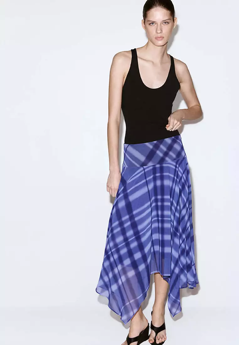 Checked Flared Skirt