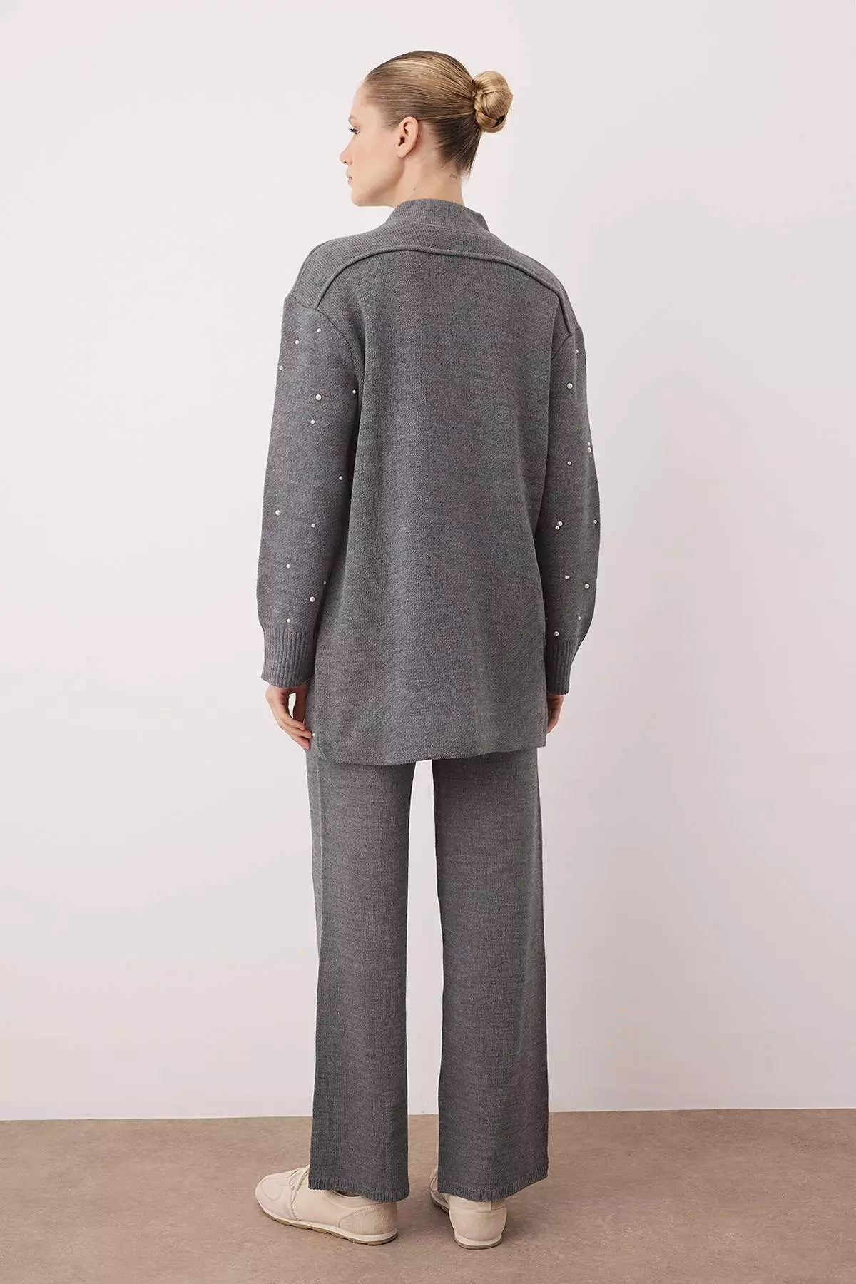 Anthracite Pearl Detailed Knitwear Bottom - Top Set Tctaw26Us00029