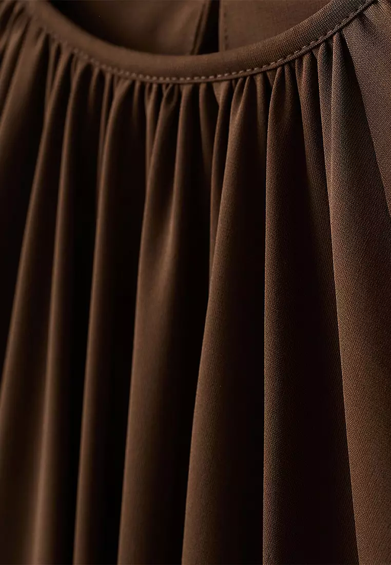 Gathered Blouse With Round Neckline
