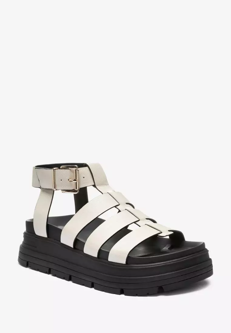 White chunky gladiator deals sandals