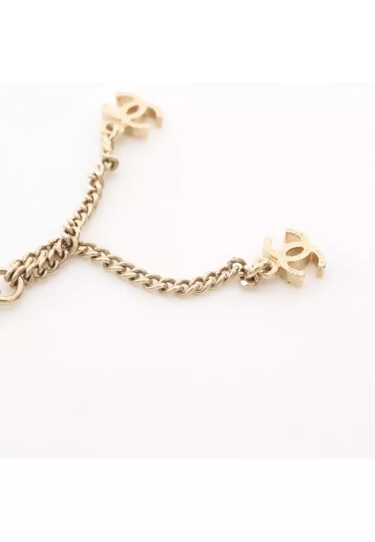 Pre-Loved Chanel coco mark necklace GP Rhinestone gold purple black 12P