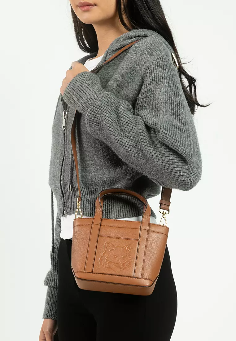 Fox Head Leather Mini Tote Bag