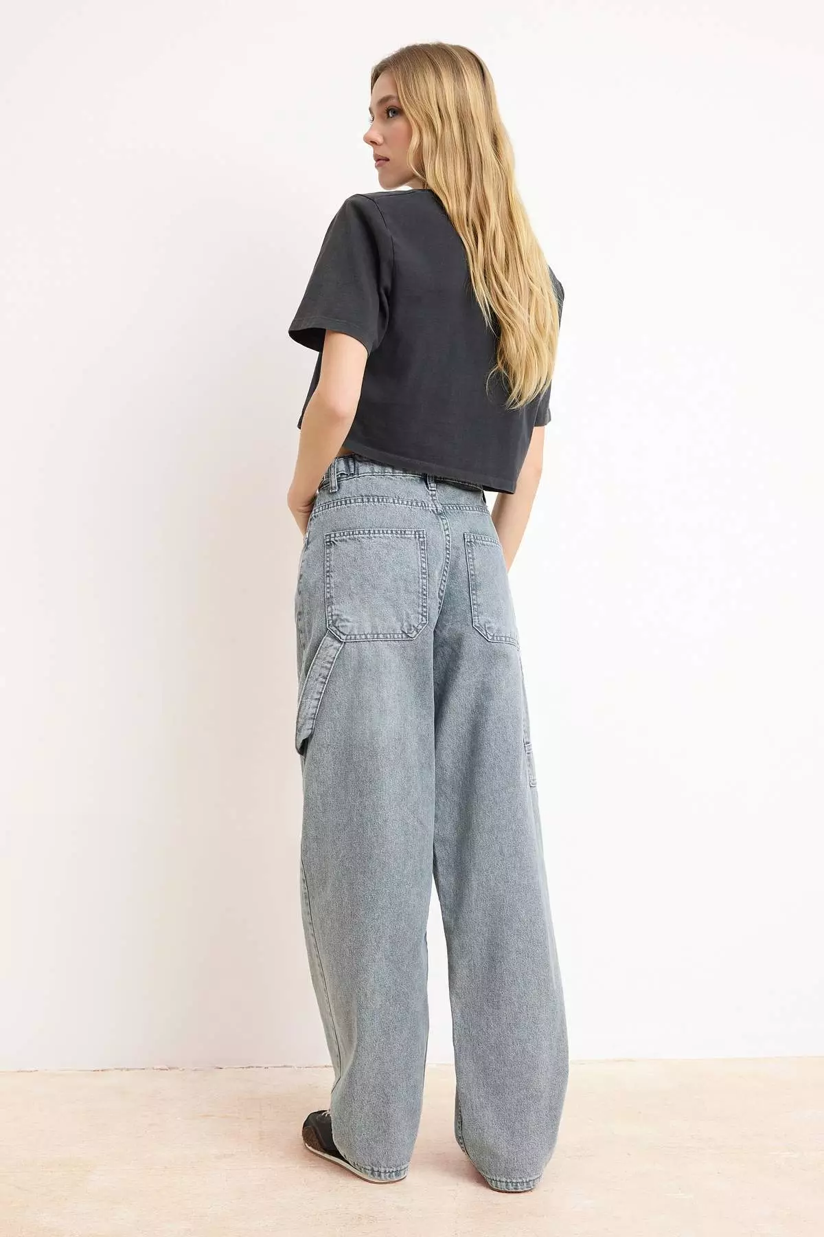 Gray High Waist Loose Fit Loose Baggy Jeans Twoaw24Je38