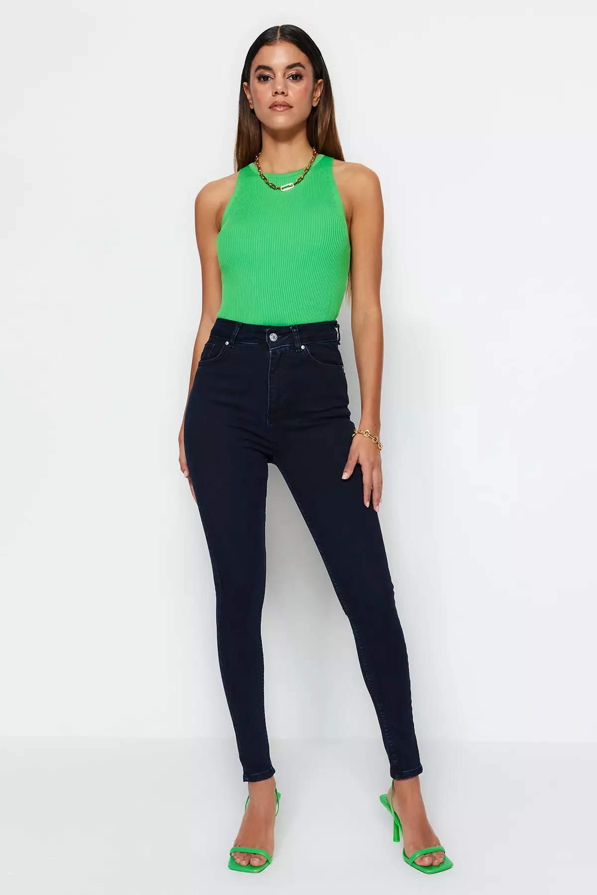 Slimming Effect Super High Waist Skinny Jeans